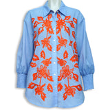 Rubicon BLOOM Baumwollbluse mit oranger Stickerei