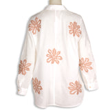 Rubicon BLOOM weisse Bluse mit taupe Stickerei