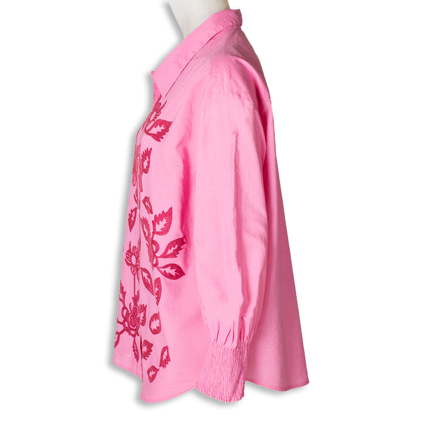 Rubicon BLOOM pinke Bluse mit pinker Stickerei