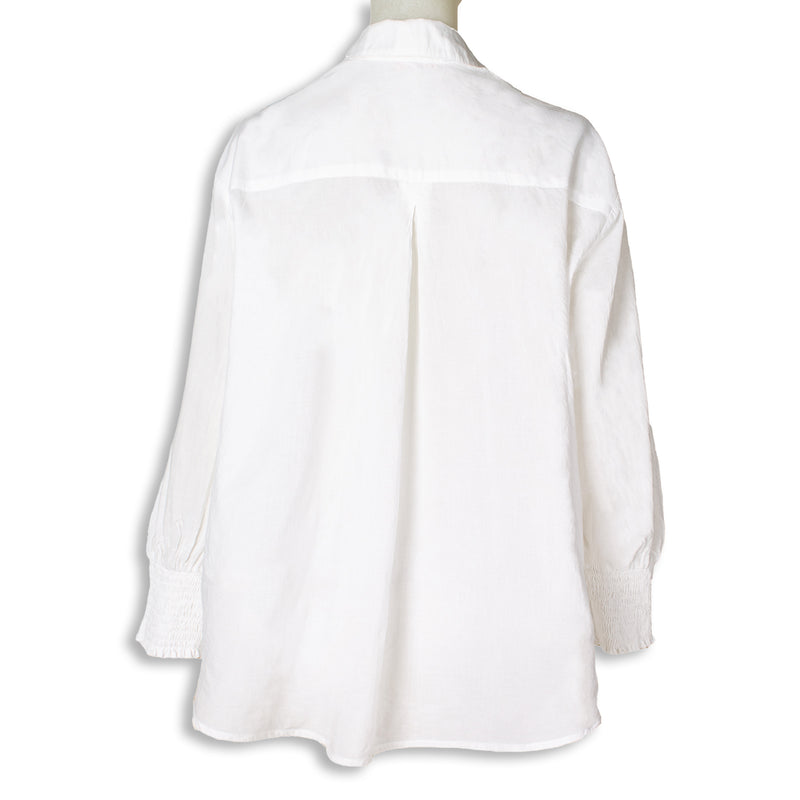 Rubicon BLOOM weisse Baumwollbluse mit weisser Stickerei