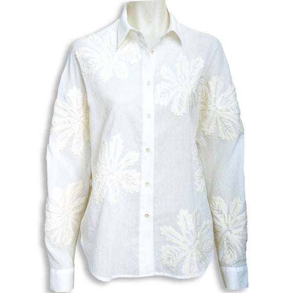 Rubicon BLOOM weisse Bluse mit weisser Stickerei
