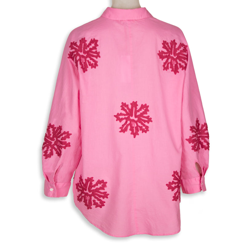Rubicon BLOOM pinke Bluse mit pinker Stickerei