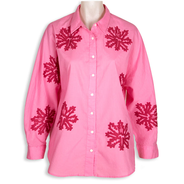 Rubicon BLOOM pinke Bluse mit pinker Stickerei
