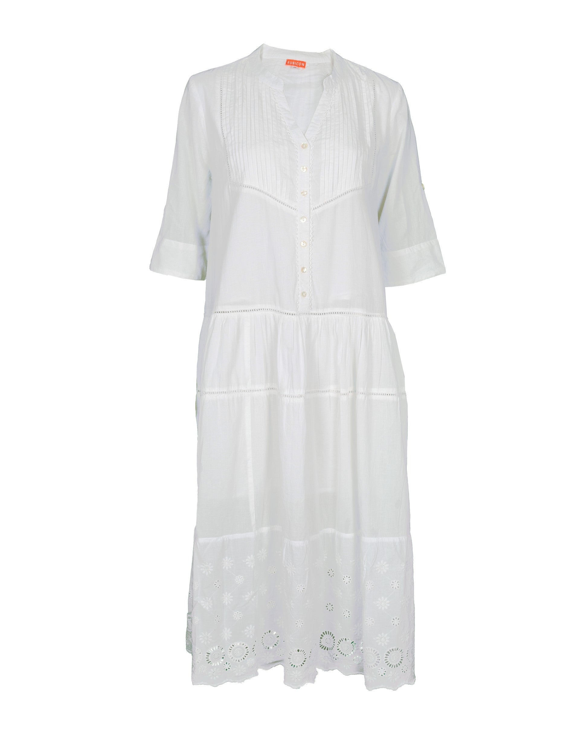 DEPART weißes Sommerkleid mit Spitze 9339